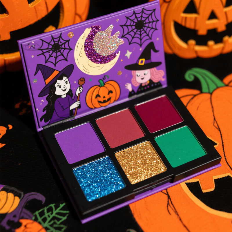 Halloween Eyeshadow Palette – 6 Spooky Colors, Matte & Shimmer Finishes, Long-Lasting & High